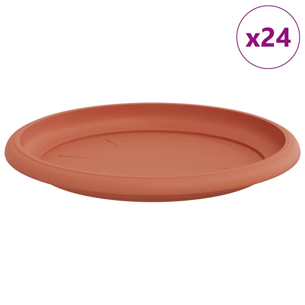 Vidaxl ronde bloemenschalen 24 pcs baksteenrood ø 14 x 2 cm kunststof