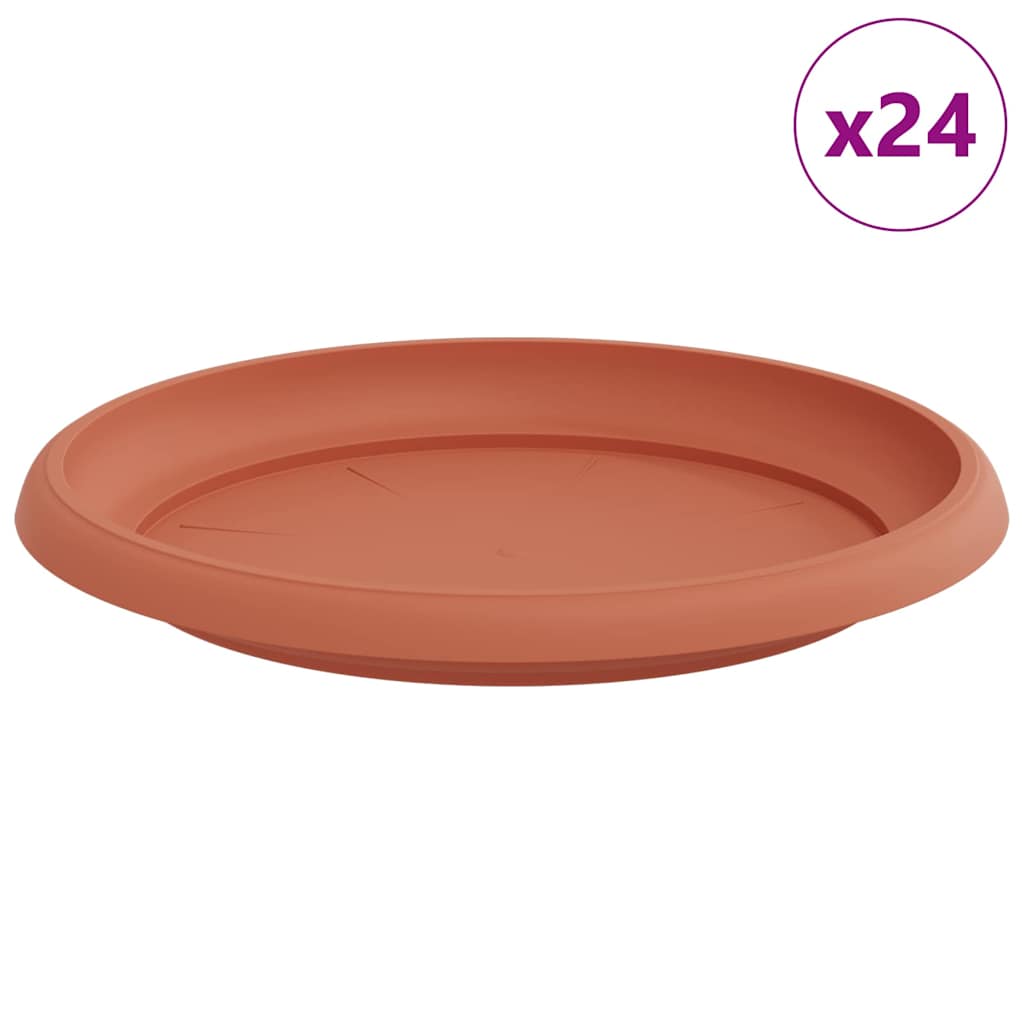 Vidaxl ronde bloemenschalen 24 pcs baksteenrood ø 21,5 x 2,5 cm