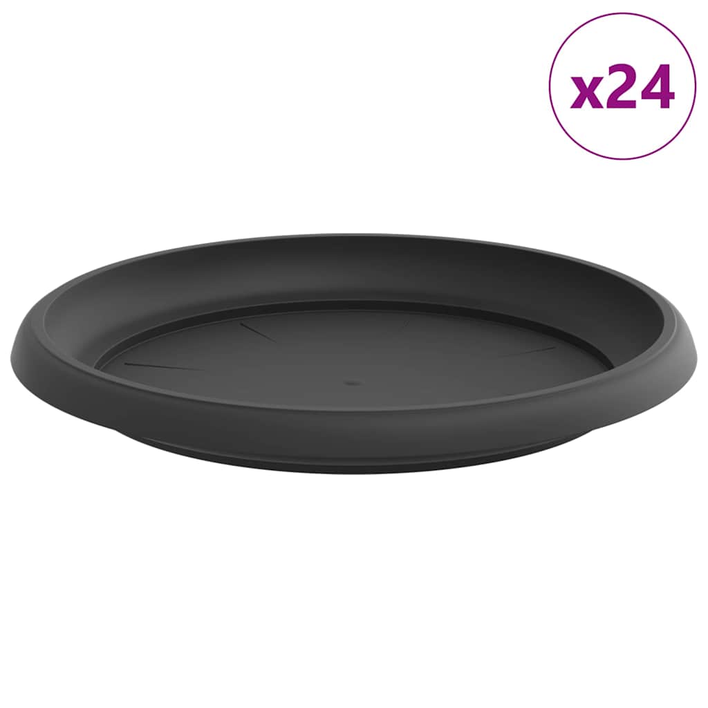 Vidaxl ronde bloemenschalen 24 pcs zwart ø 21,5 x 2,5 cm kunststof