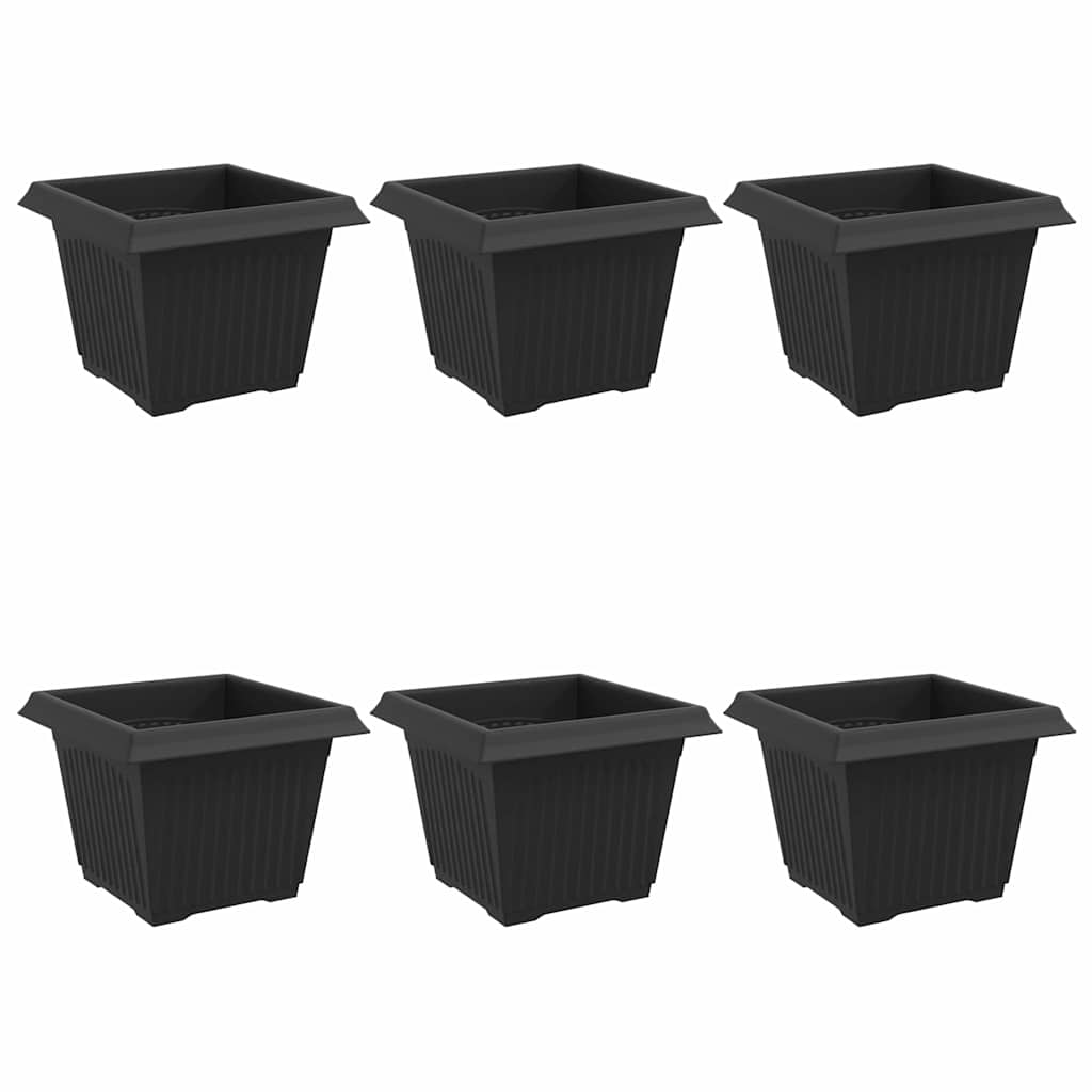 Vidaxl vierkante bloempot 6 pcs zwart 23 x 23 x 17,5 cm kunststof