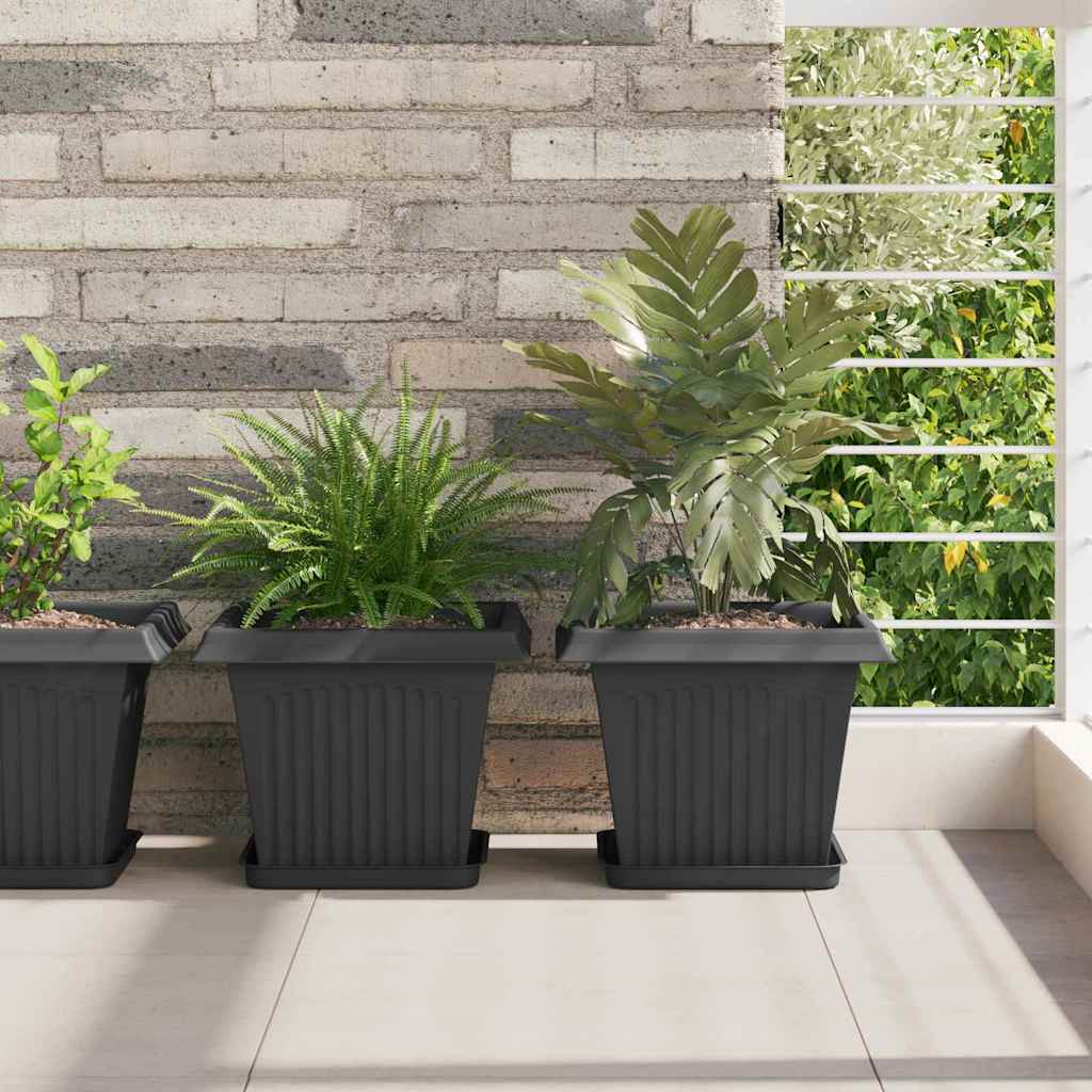 Vidaxl vierkante bloempot 24 pcs zwart 28,5 x 28,5 x 22 cm kunststof