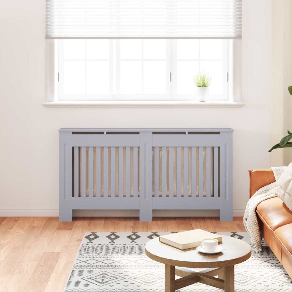 Vidaxl radiatorafdekking 2 pcs grijs 152 x 19 x 81,5cm bewerkt hout