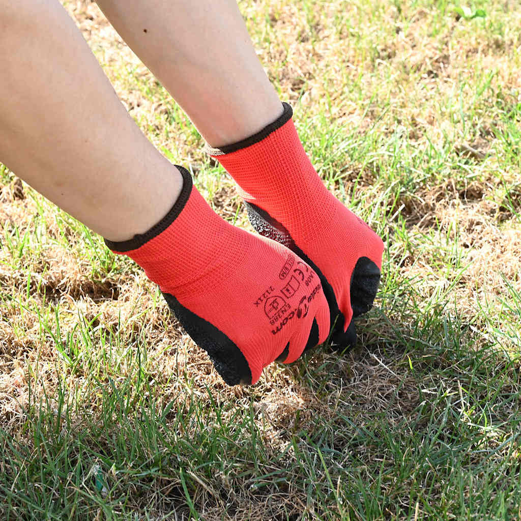 Vidaxl werkhandschoenen 24 st rood en zwart 7 s latexcoating