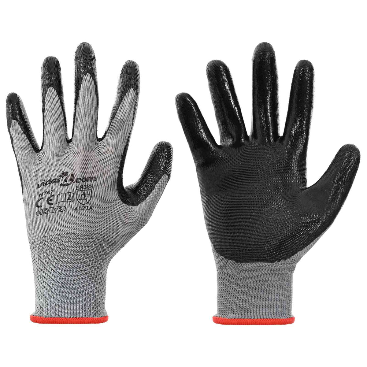Vidaxl werkhandschoenen 12 st grijs en zwart 7 s polyester