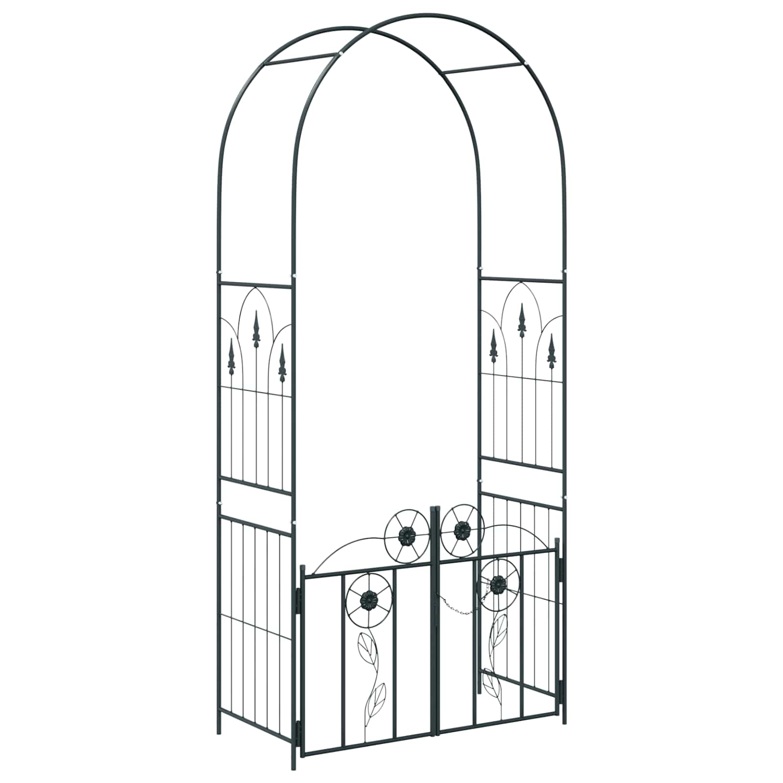 Vidaxl tuin boog met slot zwart 102 x 50 x 218 cm