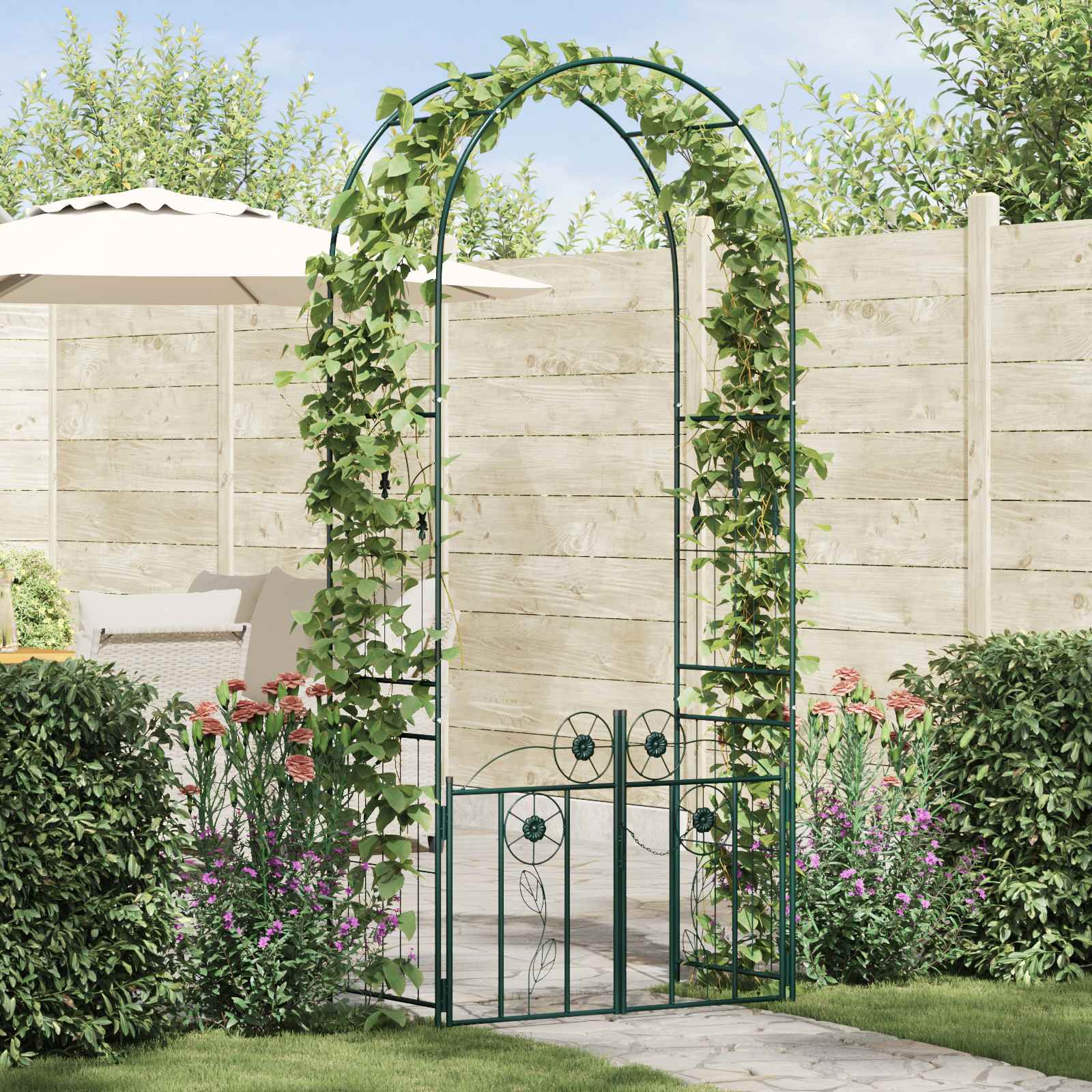 Vidaxl tuin boog met slot groen 102 x 50 x 218 cm