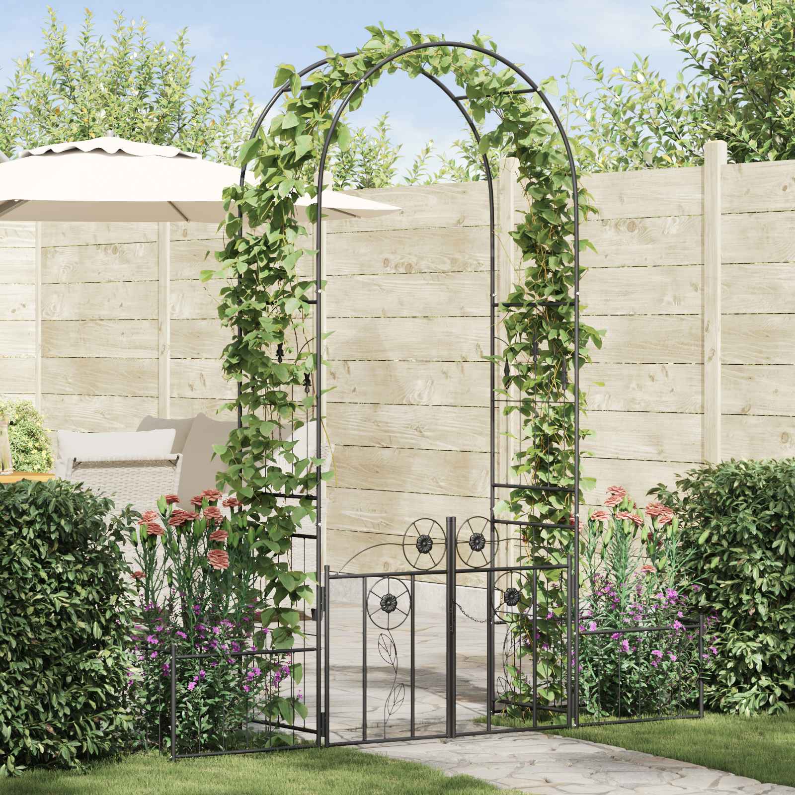 Vidaxl tuin boog met slot zwart 203 x 50 x 218 cm