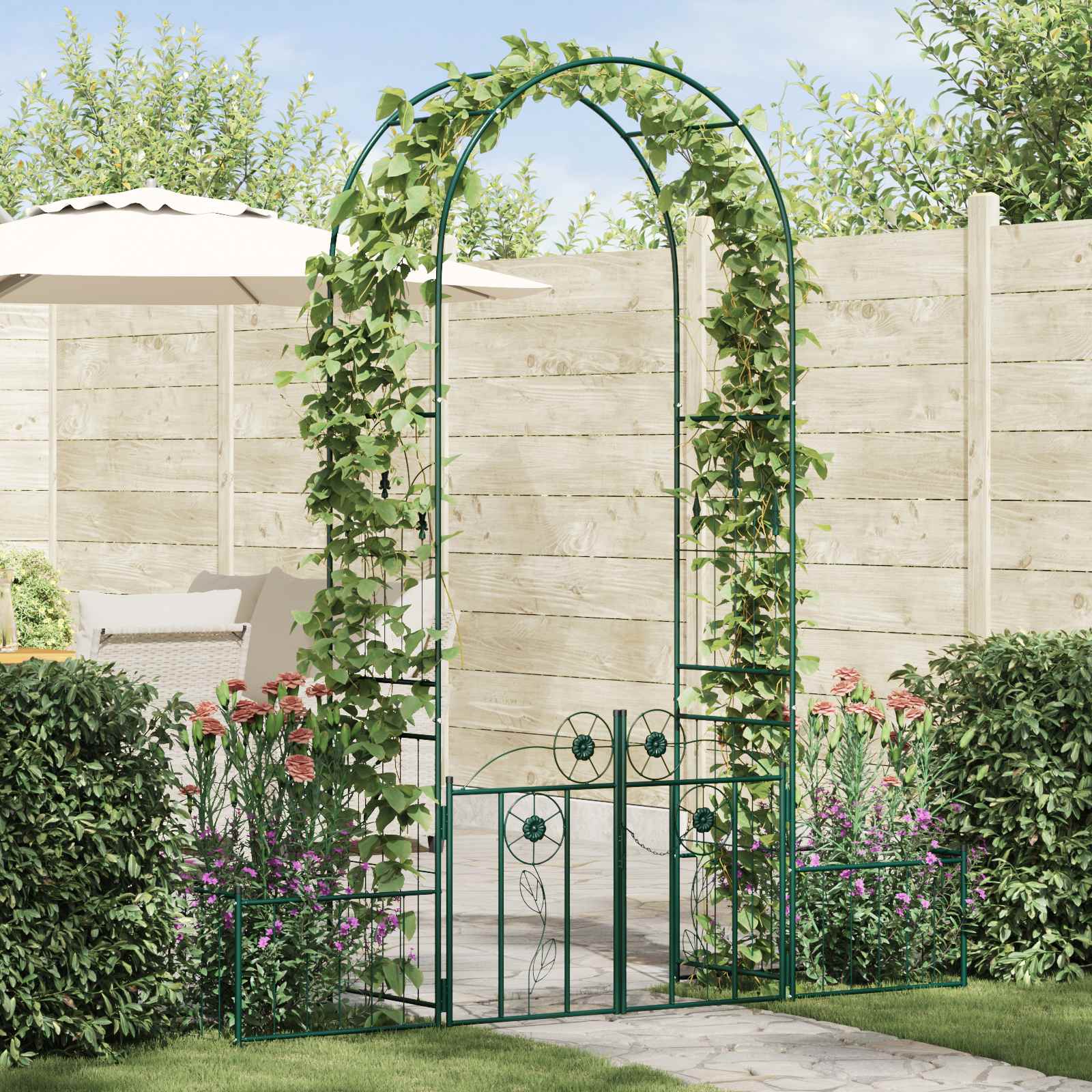 Vidaxl tuin boog met slot groen 203 x 50 x 218 cm