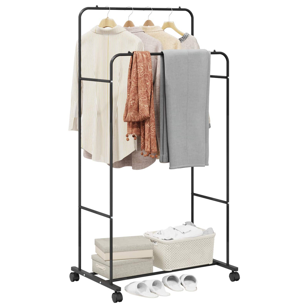 Vidaxl kledingrek effen zwart 80 x 53 x 156 cm