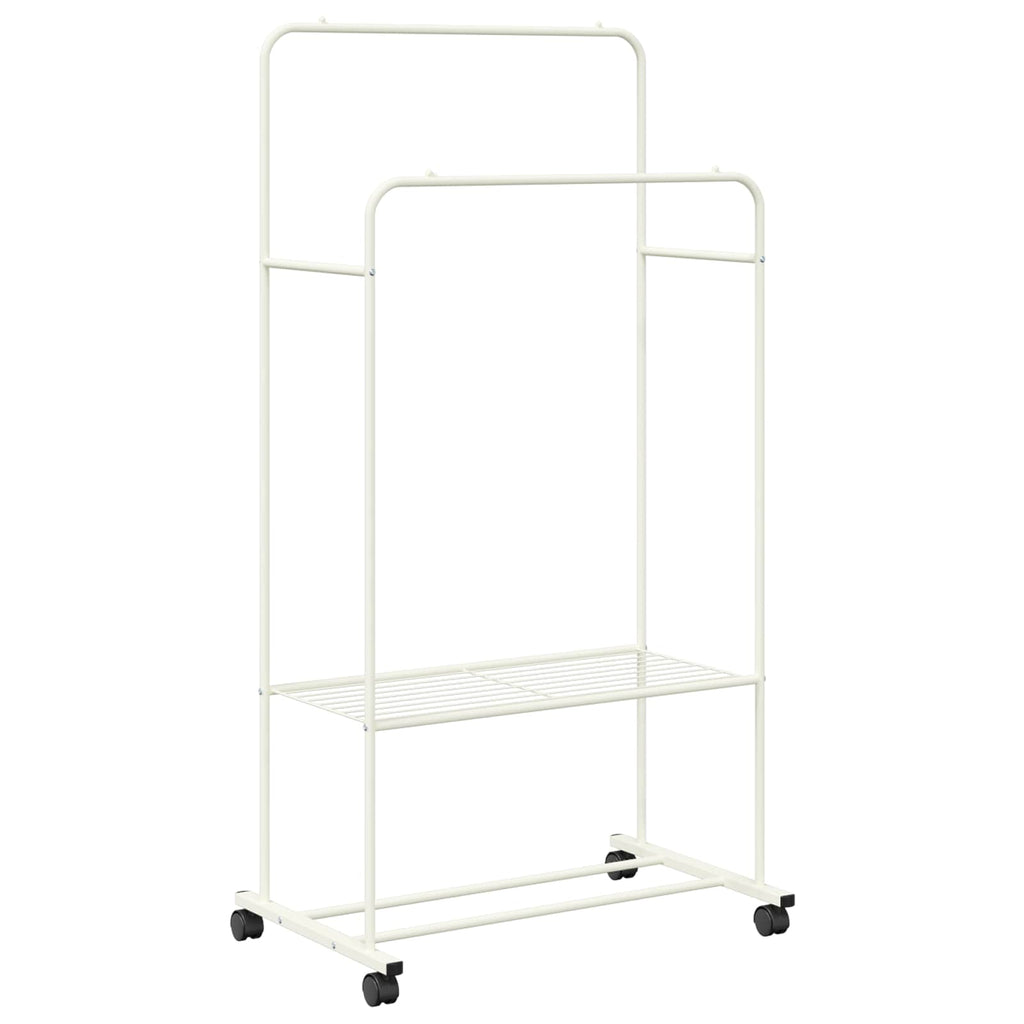 Vidaxl kledingrek met plank met wiel met opslag wit 80 x 53 x 156 cm