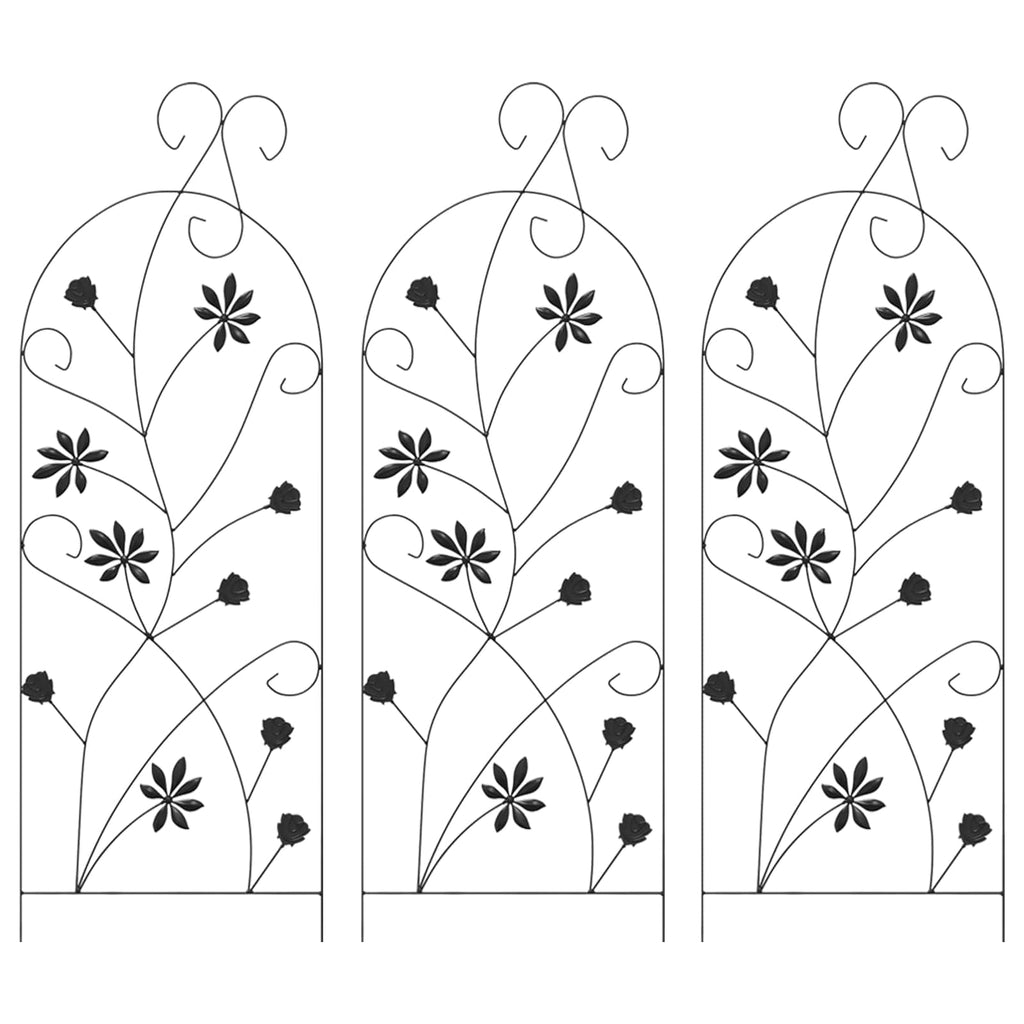 Vidaxl tuinhek met slot 3 pcs zwart 112 x 39,5 cm staal