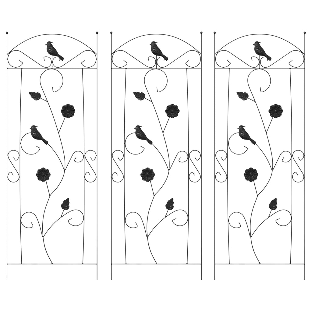 Vidaxl tuinhek 3 pcs zwart 110 x 40 cm staal