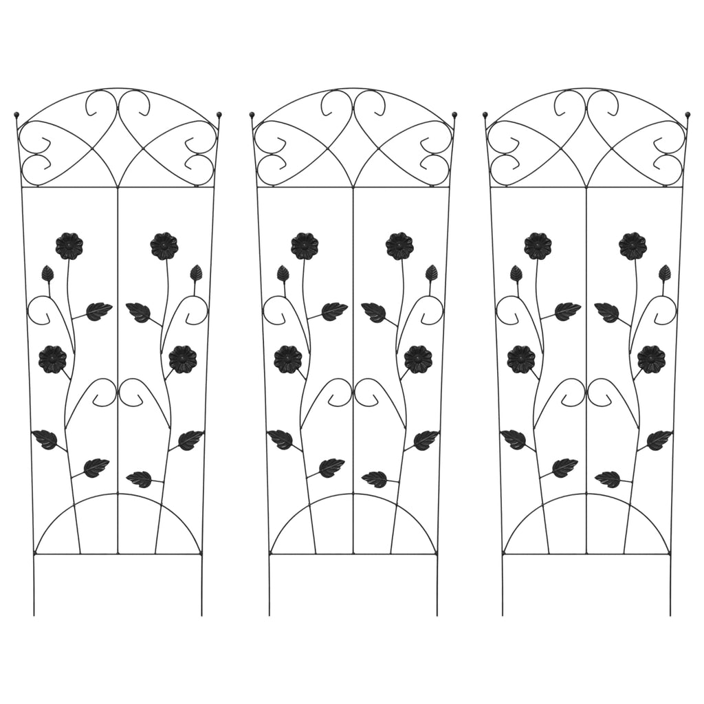 Vidaxl tuinhek 3 pcs zwart 110,5 x 42,5 cm staal