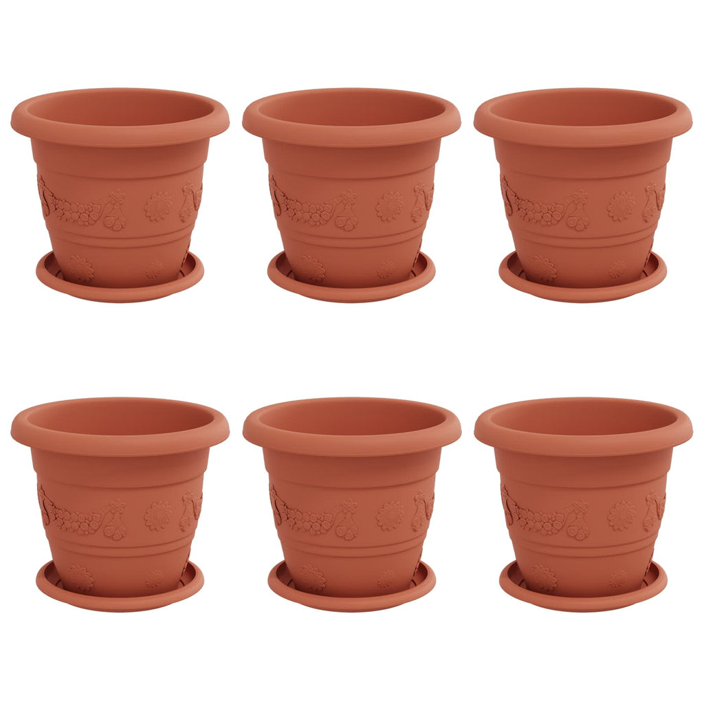 Vidaxl plantenpotten 6 pcs baksteenrood ø 26 x 21.5 cm kunststof