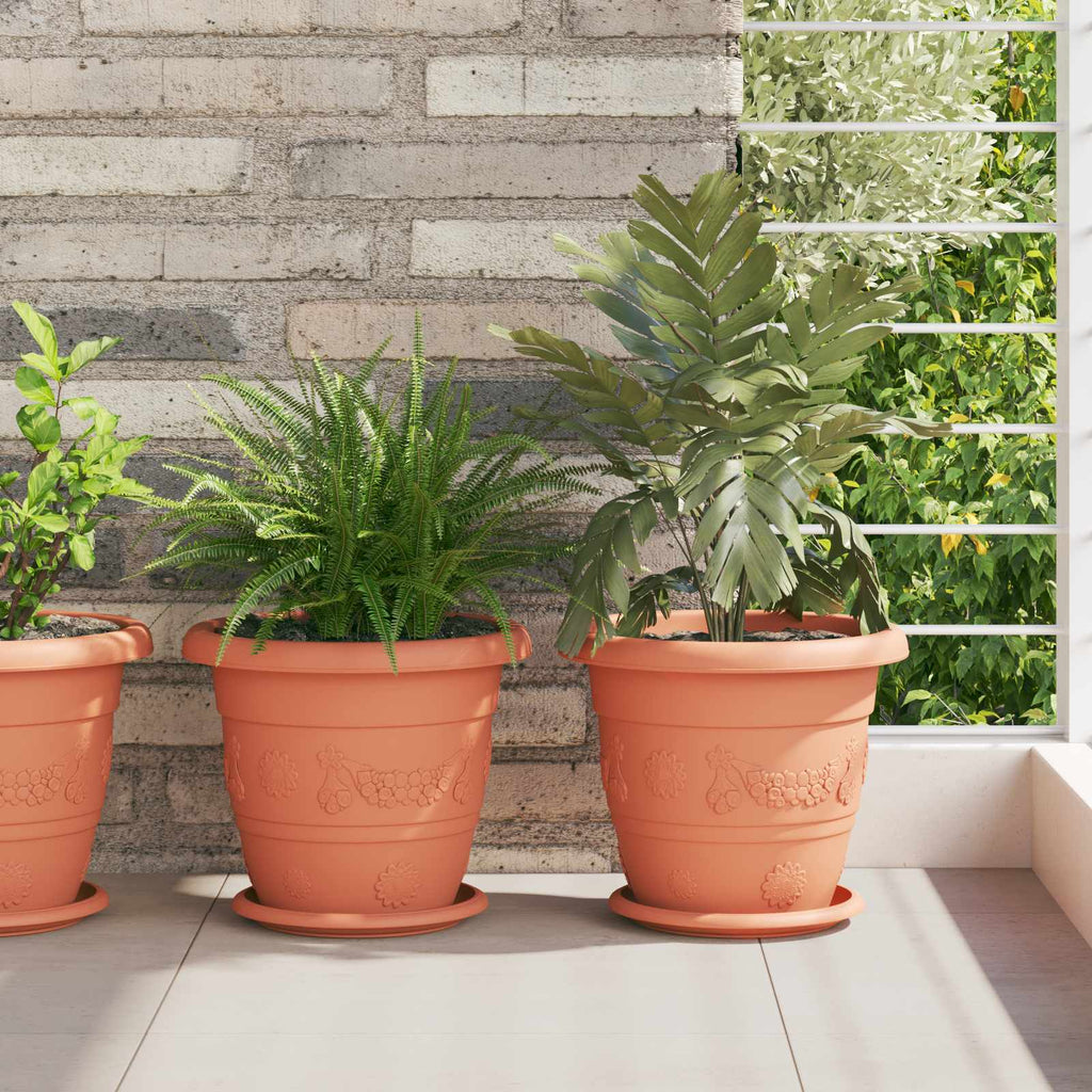 Vidaxl plantenpotten 6 pcs baksteenrood ø 26 x 21.5 cm kunststof