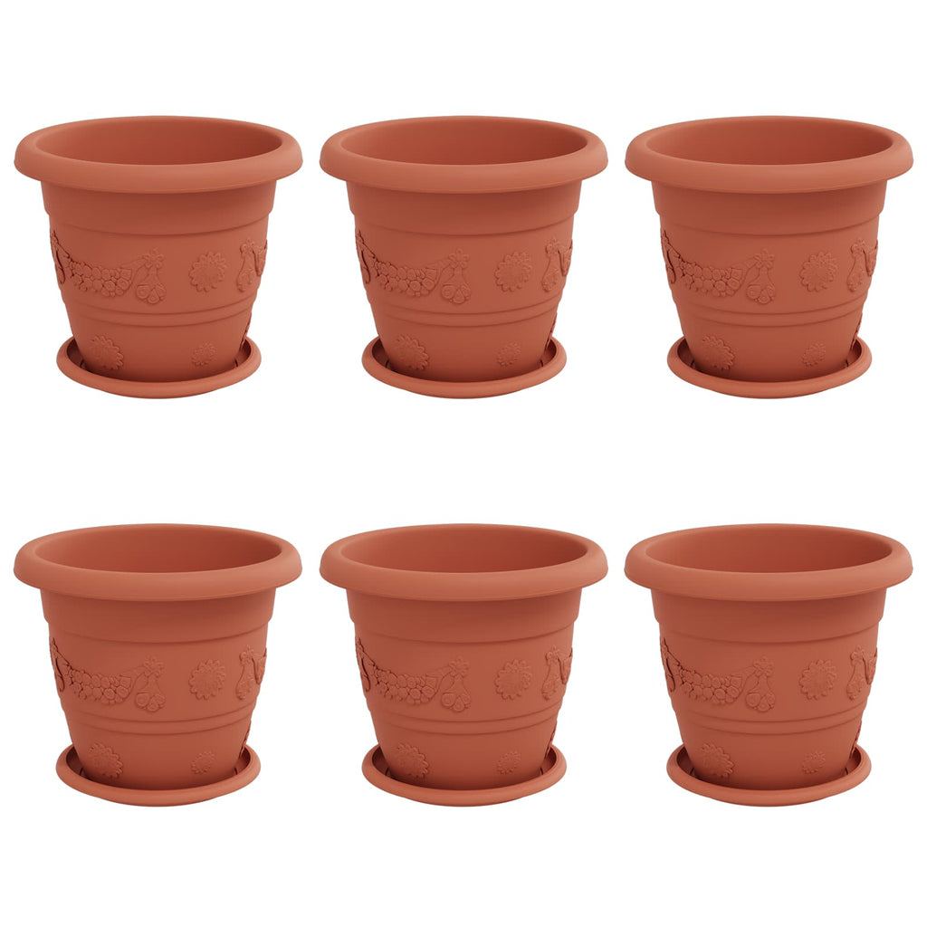 Vidaxl plantenpotten 6 pcs baksteenrood ø 26 x 21.5 cm kunststof