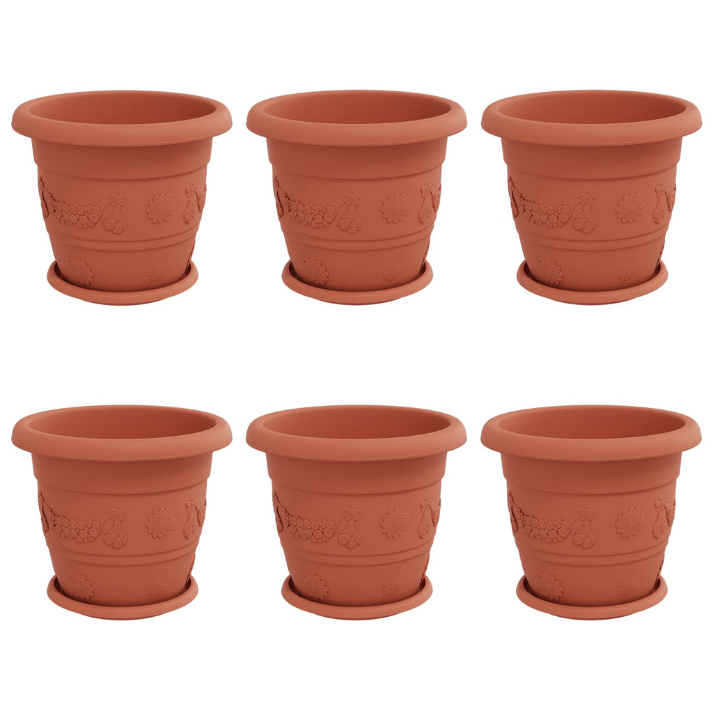 Vidaxl plantenpotten 6 pcs baksteenrood ø 26 x 21.5 cm kunststof