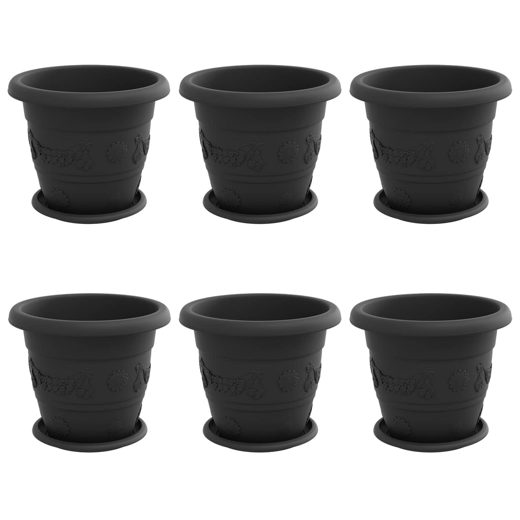 Vidaxl plantenpotten 6 pcs zwart ø 26 x 21.5 cm kunststof