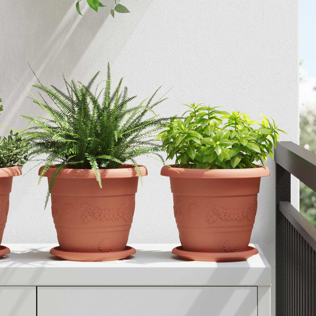 Vidaxl plantenpotten 24 pcs baksteenrood ø 26 x 21.5 cm kunststof