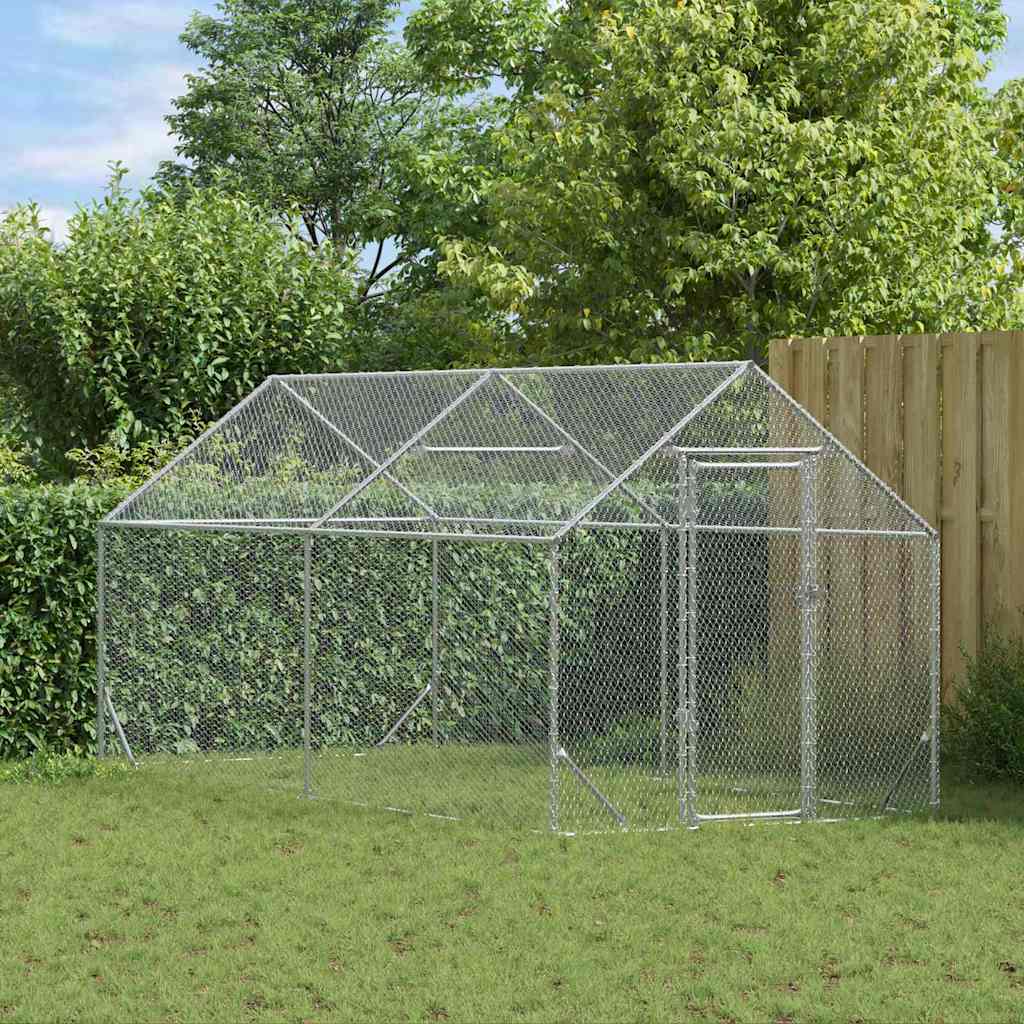Vidaxl kippenhok zilver 400x170x177cm gegalvaniseerd staal