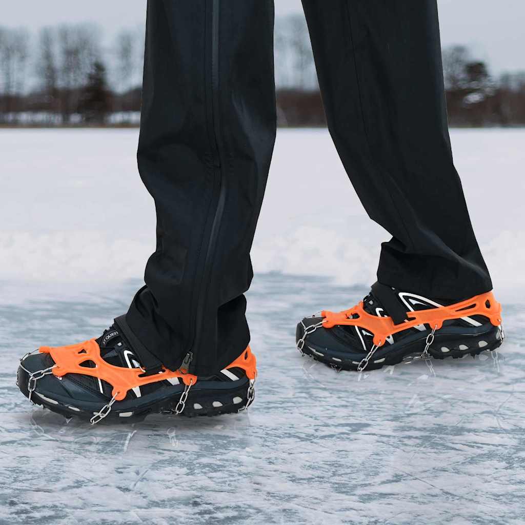 Vidaxl ijs-klemmen voor schoenen met 10 spikes oranje s