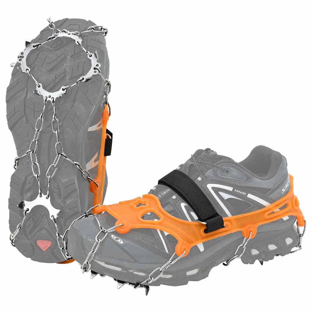Vidaxl ijs-klemmen voor schoenen met 10 spikes oranje s