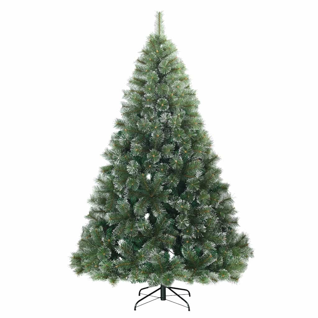 Vidaxl kunst kerstboom met geveerde takken, sneeuw bedekt groen 180 cm