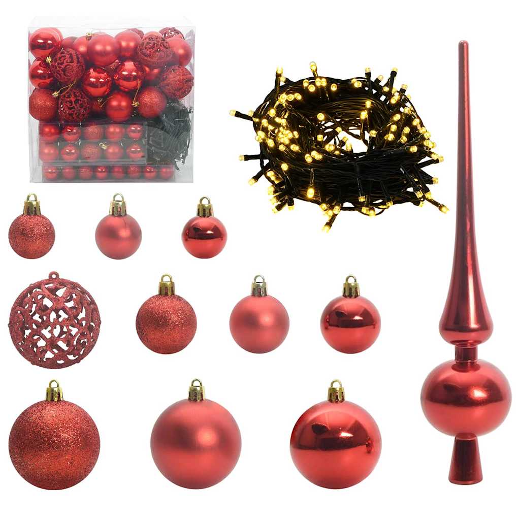 Vidaxl kerstbal set met 300 led 120 pcs rood kunststof