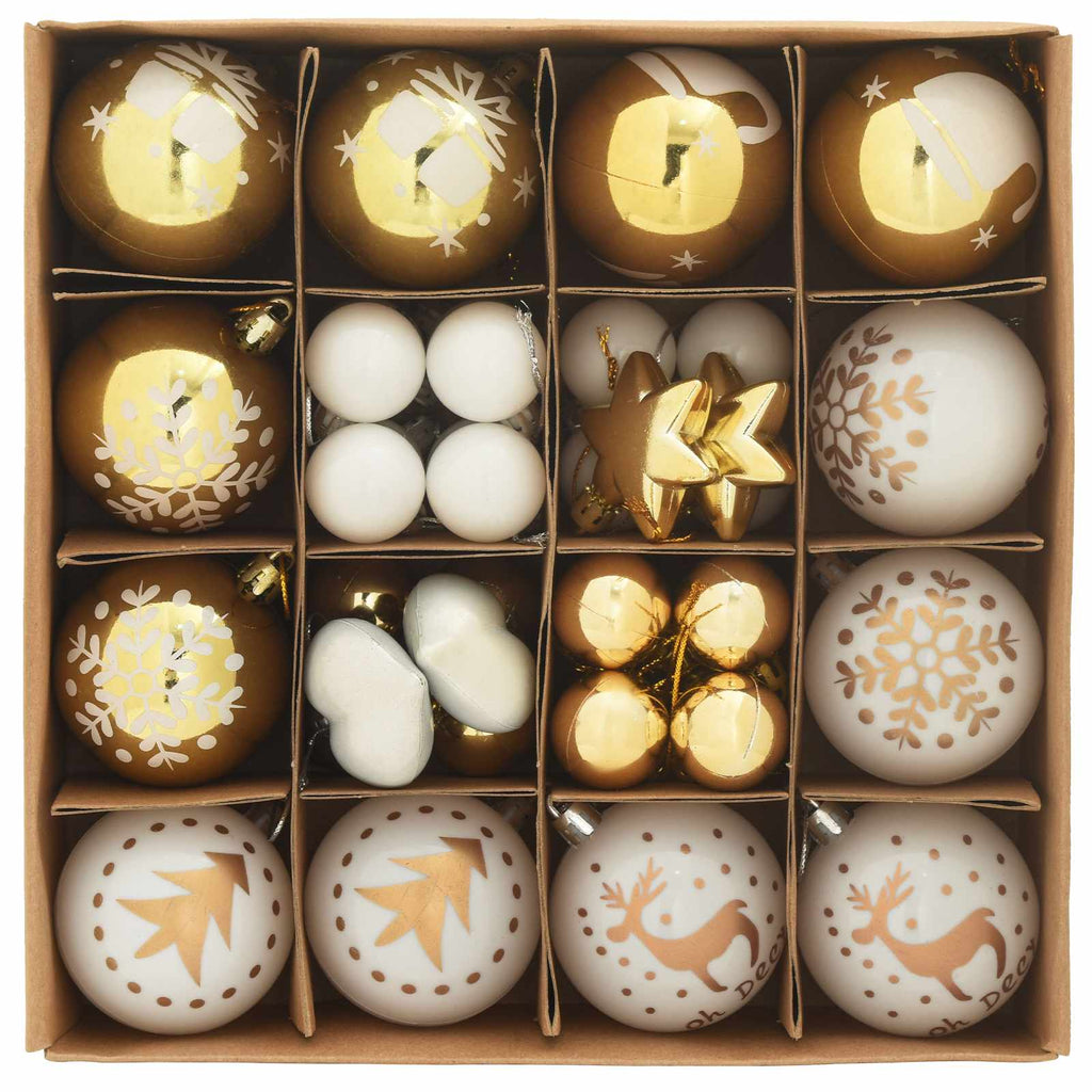 Vidaxl kerstbal set 40 pcs wit en goud kunststof