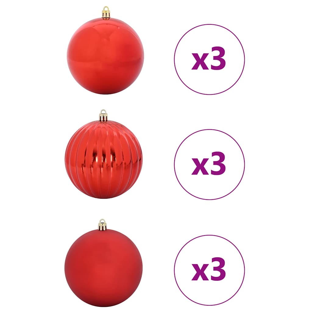 Vidaxl kerstbalset xl 9 pcs rood kunststof