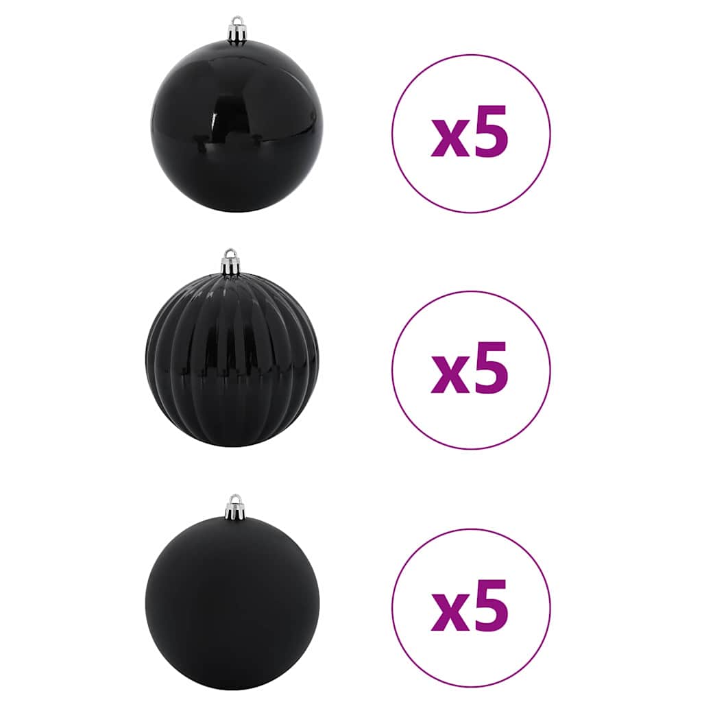 Vidaxl kerstballenset xl 15 pcs zwart kunststof