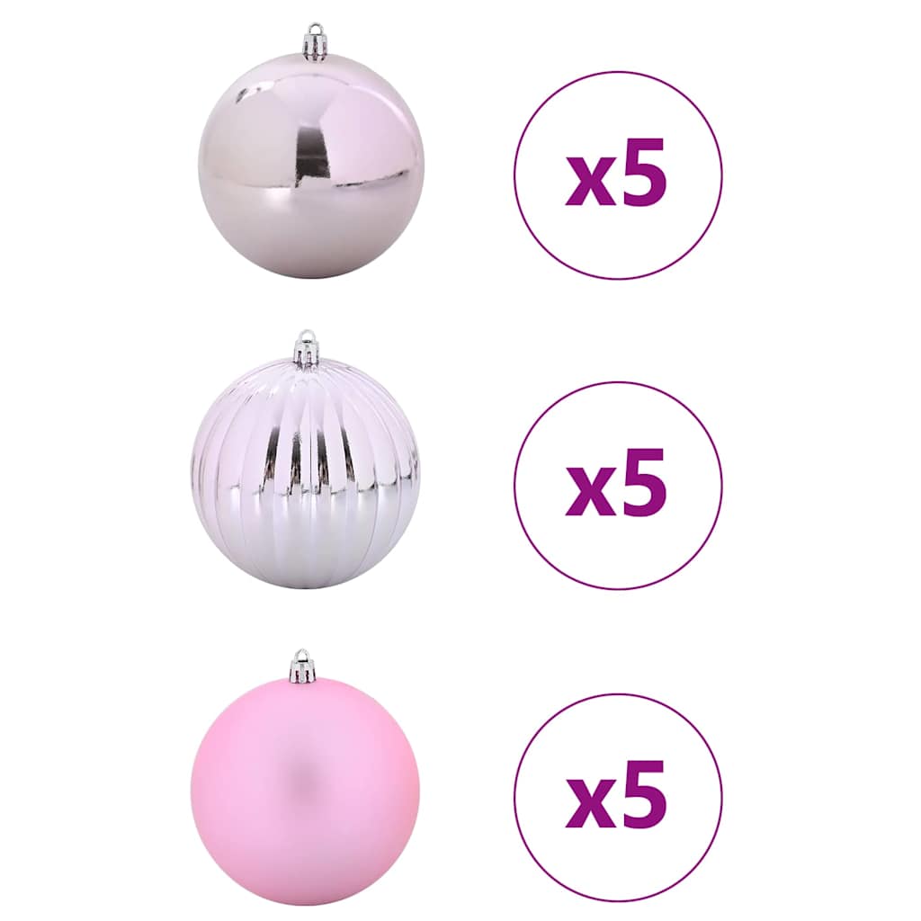 Vidaxl kerstbal set xl 15 st roze ø 10 cm kunststof