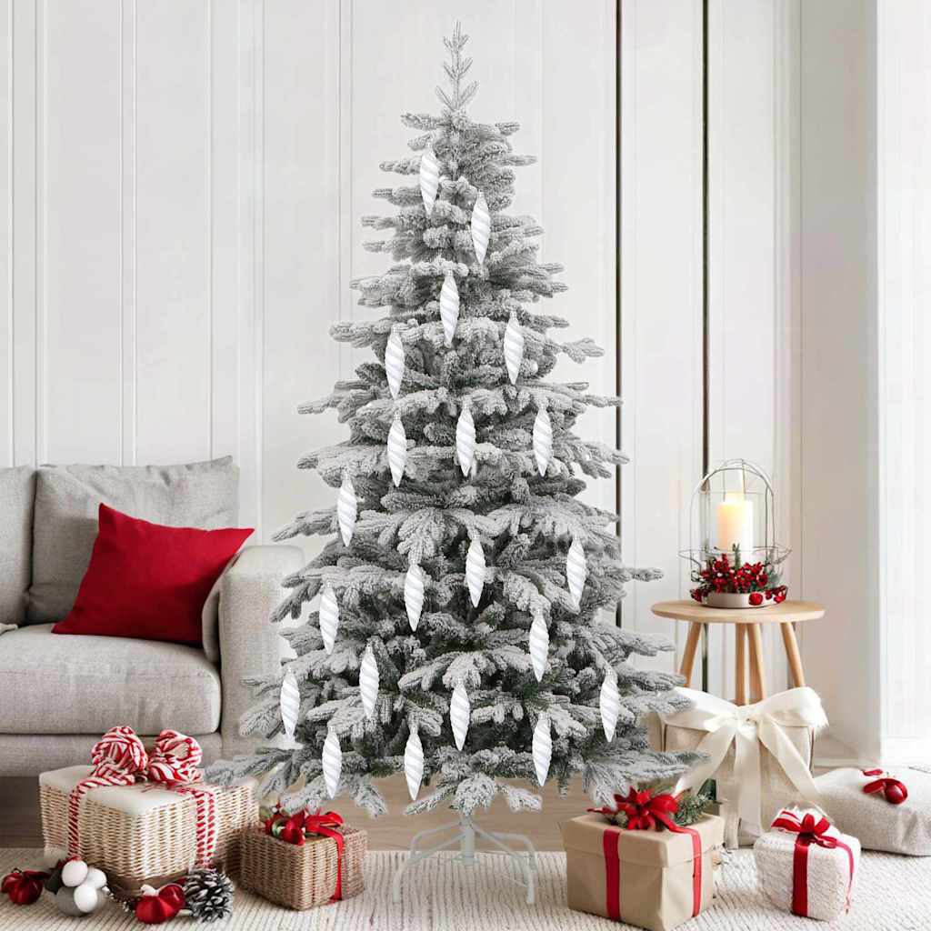 Vidaxl kerst spiralvorm bal 40 st wit 3 x 11 cm kunststof