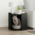 Vidaxl kattenbak omheining zwart eiken 42 x 42 x 51 cm bewerkt hout