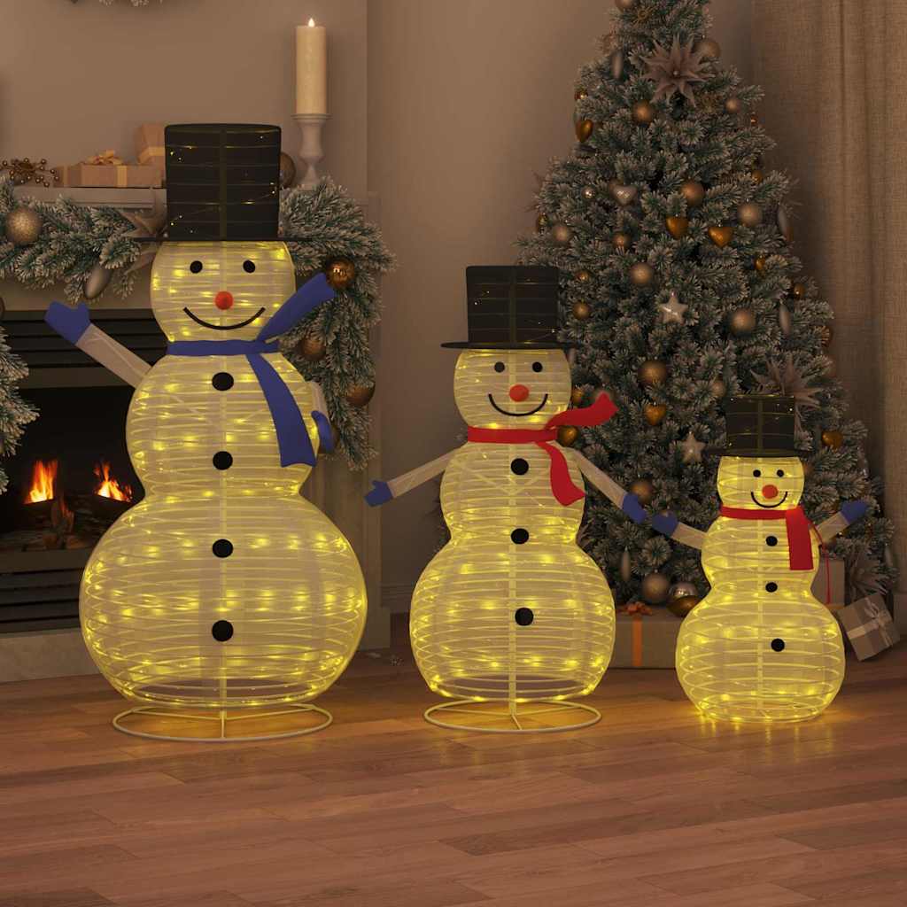 Vidaxl kerst sneeuwman familie 3 st 270 led's warmwit 55 x 122 cm stof