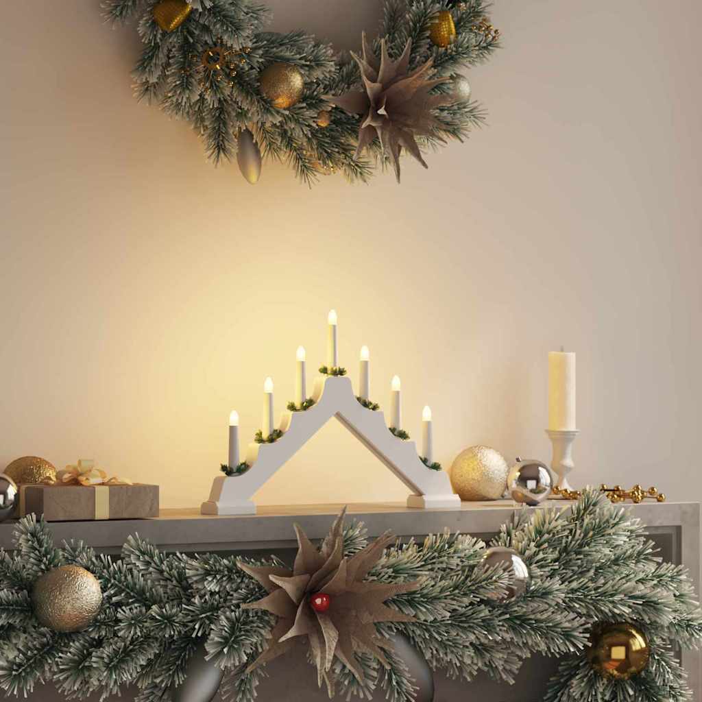 Vidaxl kerst kaars brug wit 39.5 x 5 x 29 cm massief grenenhout
