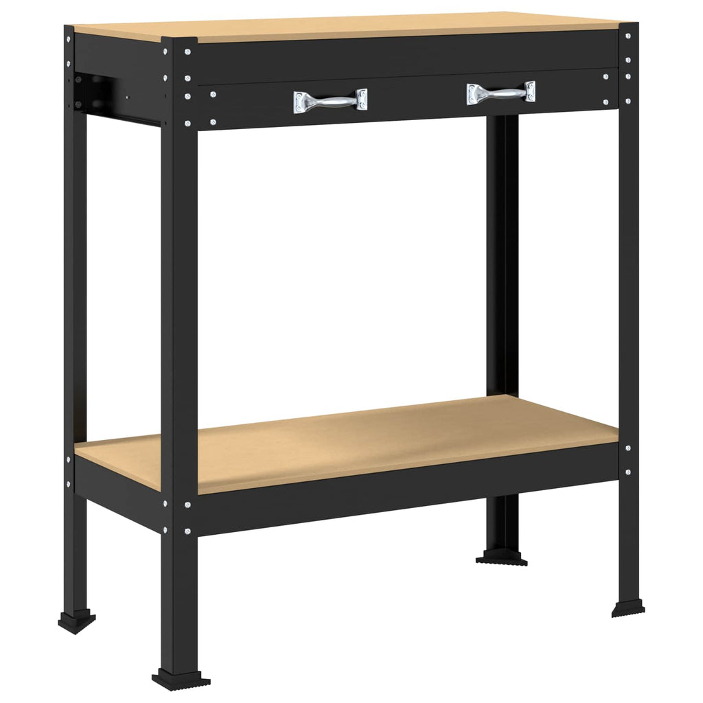 Vidaxl werkbanken met lade zwart 80 x 40 x 91 cm bewerkt hout