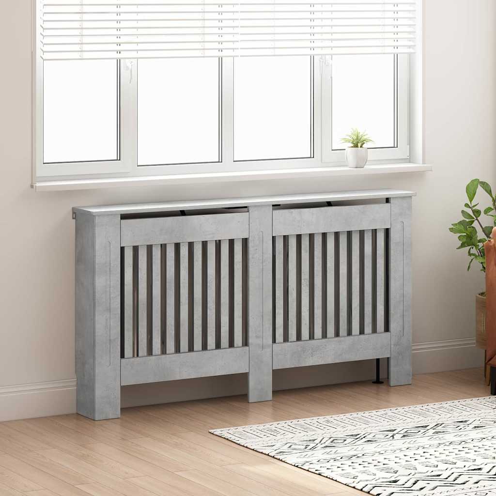 Vidaxl radiatorafdekking beton grijs 152 x 19 x 81,5 cm bewerkt hout