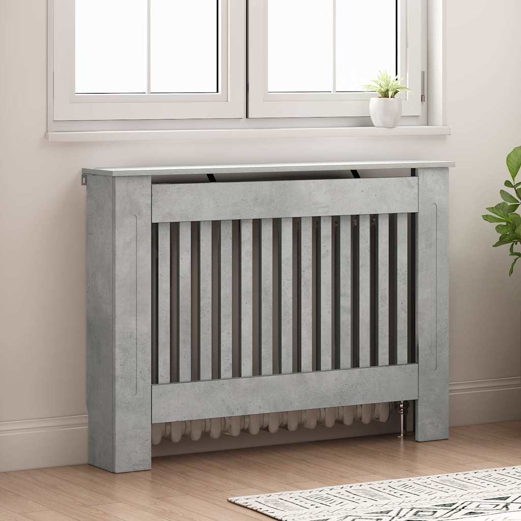 Vidaxl radiatorafdekking beton grijs 112 x 19 x 81,5 cm bewerkt hout