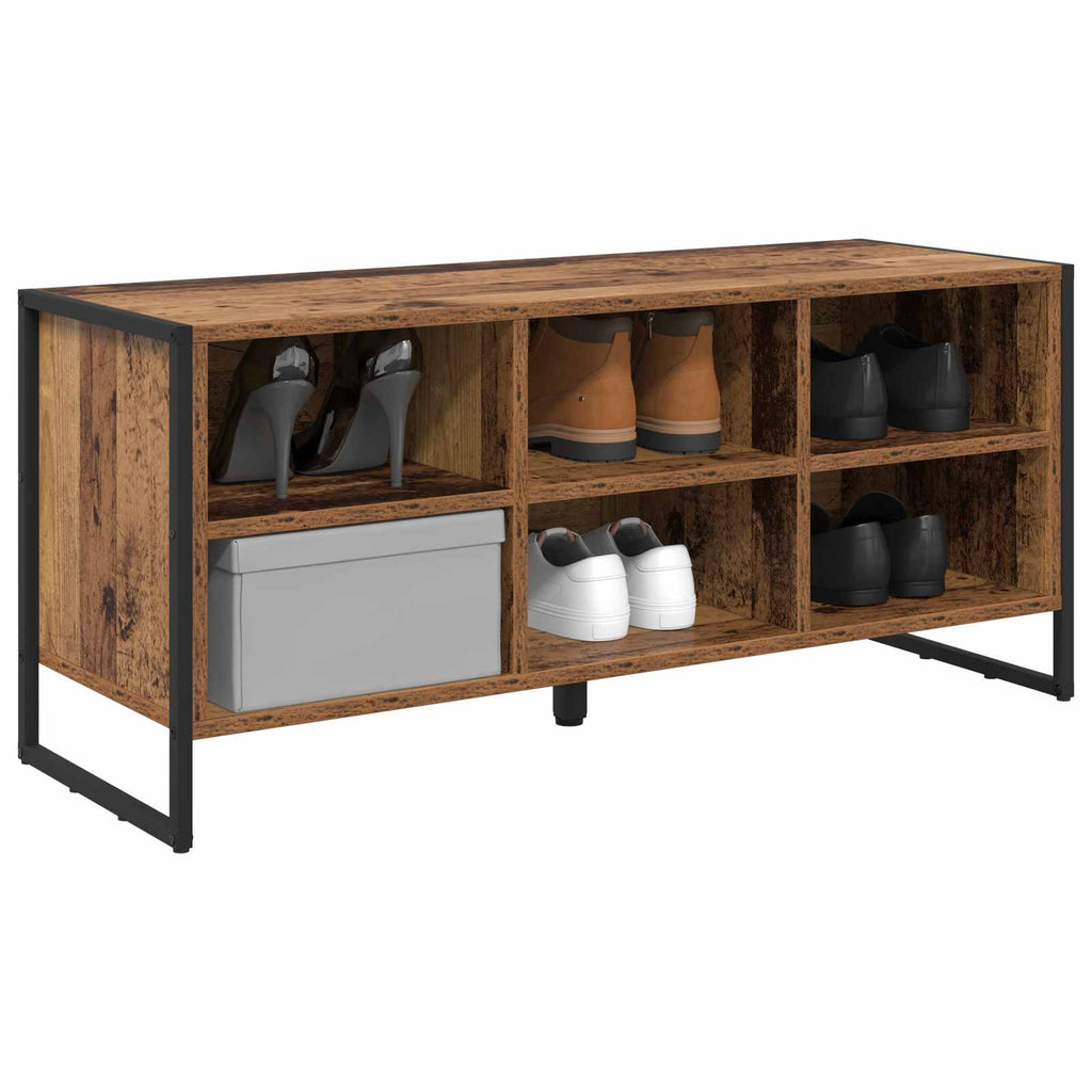 Vidaxl schoenenkast met opslag oud hout 60 x 35 x 44 cm bewerkt hout