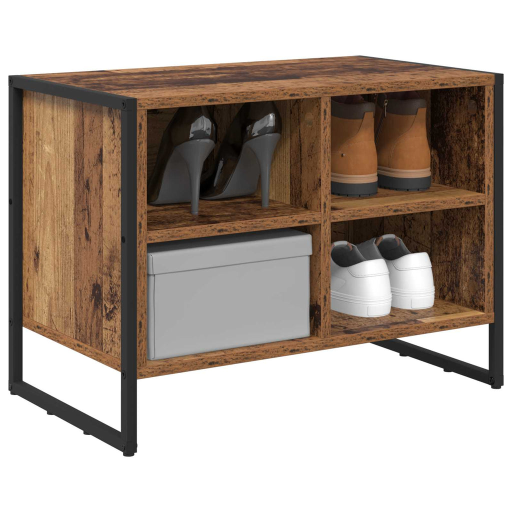Vidaxl schoenenkast met opslag oud hout 60 x 35 x 44 cm bewerkt hout