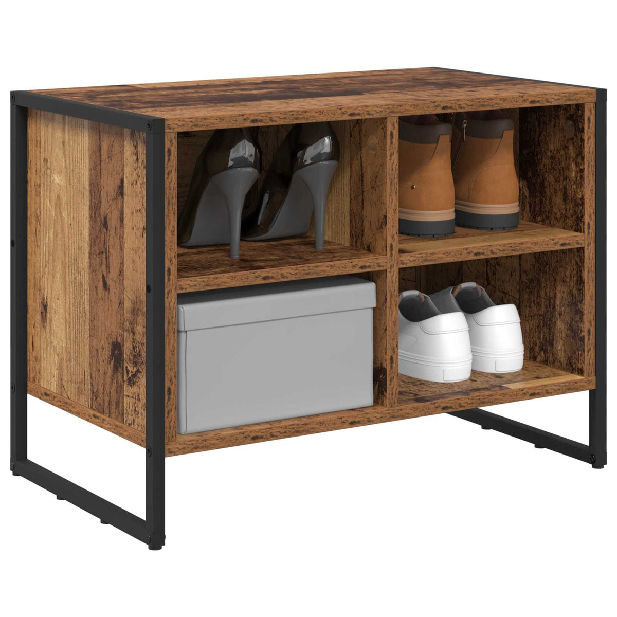 Vidaxl schoenenkast 60 x 35 x 44 cm bewerkt hout oud hout