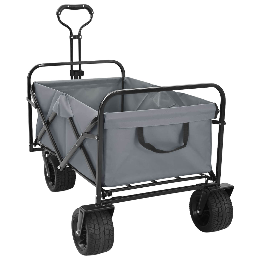 Vidaxl vouwbare handtrolley grijs 89 x 63 x 96 cm staal en oxford stof