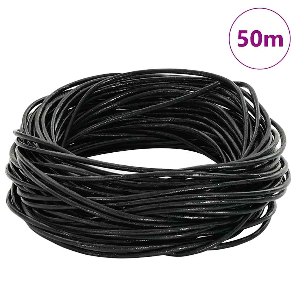 Vidaxl leren koord zwart ø1 mm x 50 m leer
