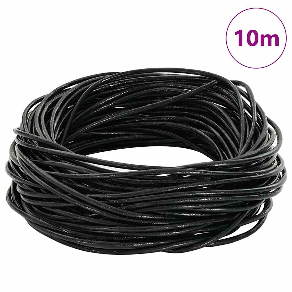 Vidaxl leren koord zwart ø2 mm x 10 m leer