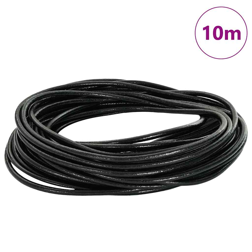 Vidaxl leren koord zwart ø2,5 mm x 10 m leer