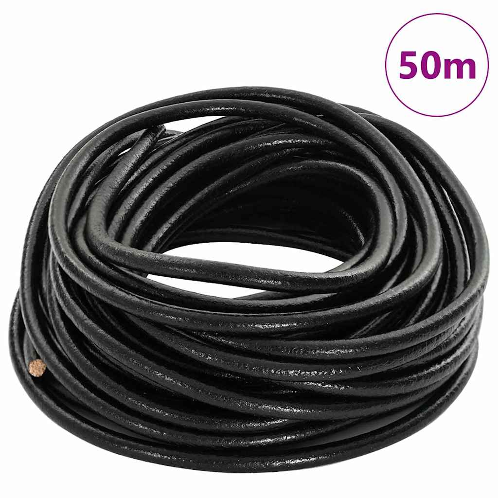 Vidaxl leren koord zwart ø4 mm x 50 m leer
