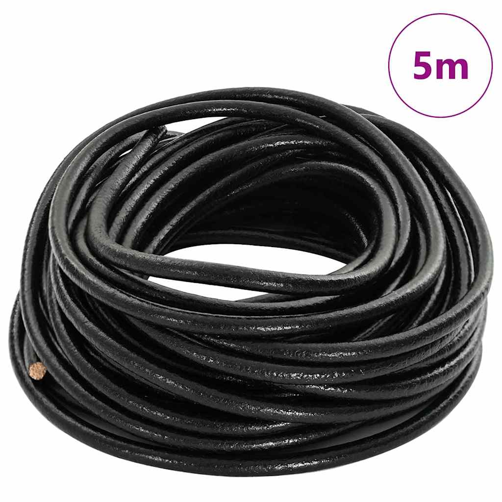 Vidaxl leren koord zwart ø5 mm x 5 m leer