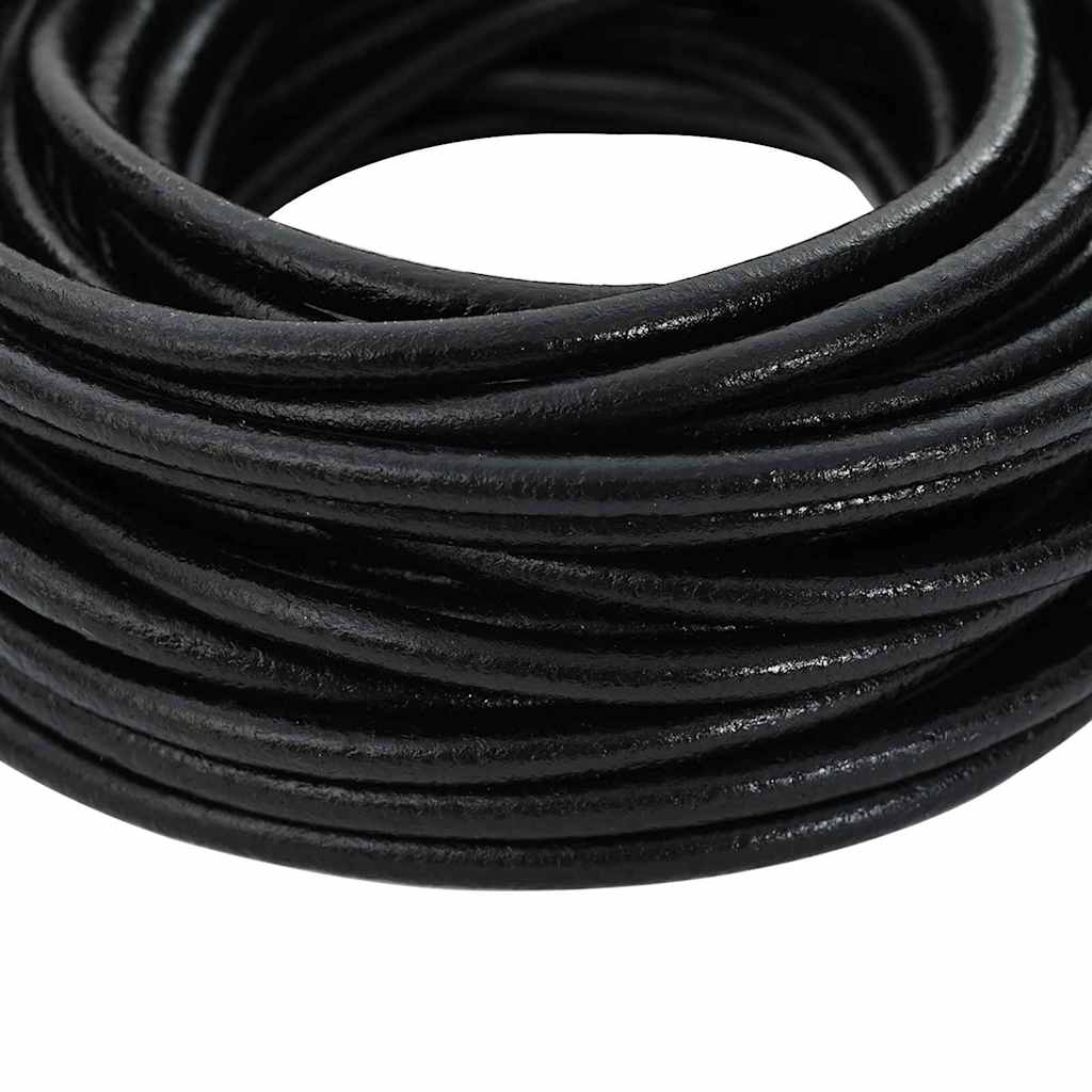 Vidaxl leren koord zwart ø5 mm x 50 m leer