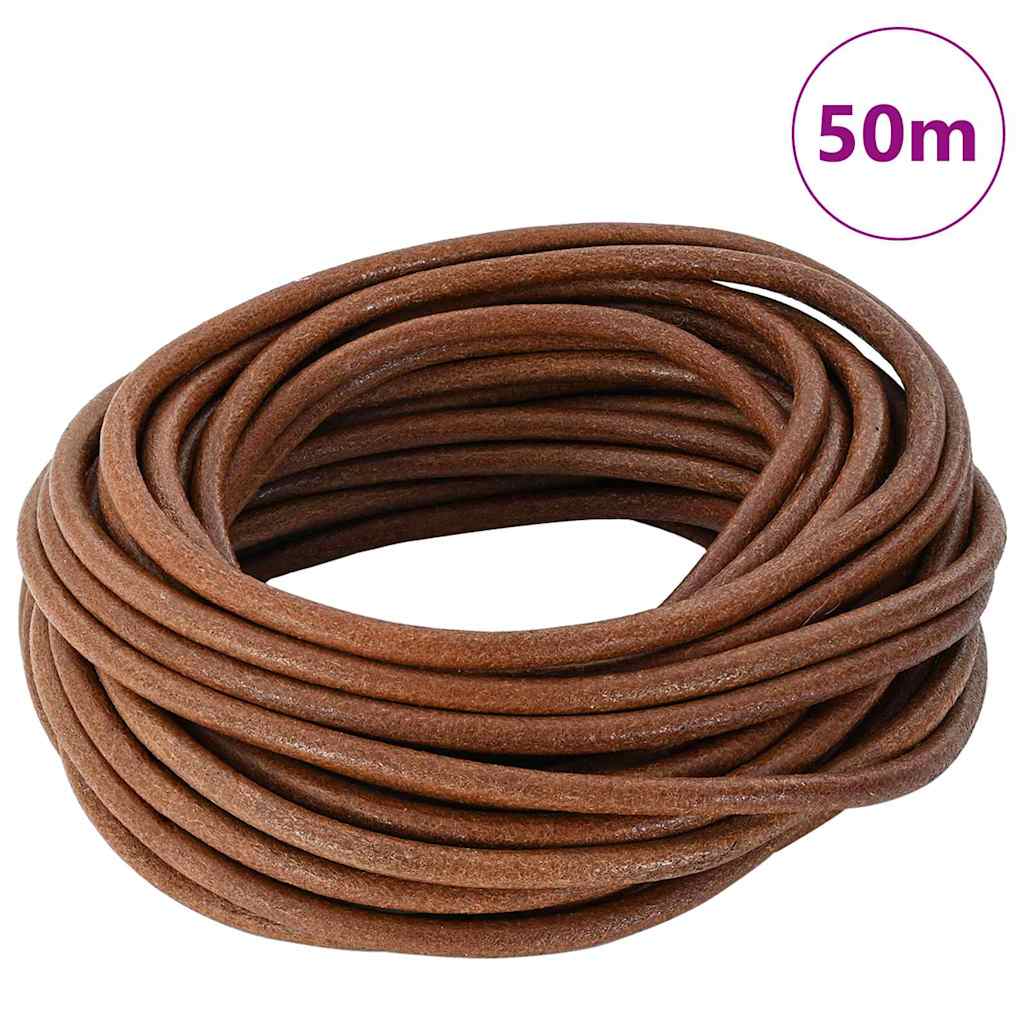 Vidaxl leren koord licht bruin ø4 mm x 50 m leer